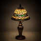 Meyda Lighting Tiffany Roman 15" Mahogany Bronze Mini Table Lamp With Multi-Colored Shade Glass