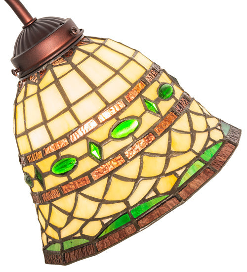Meyda Lighting Tiffany Roman 18" Mahogany Bronze Desk Table Lamp With Multi-Colored Stained Shade Glass