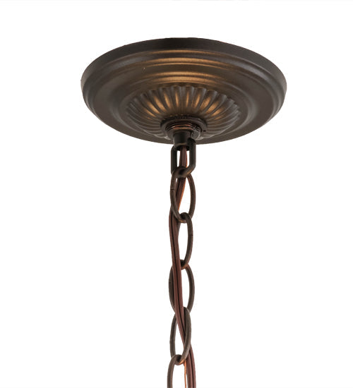 Meyda Lighting Tiffany Roman 20" 3-Light Mahogany Bronze Chandelier With Multi-Colored Shade Glass