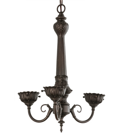 Meyda Lighting Tiffany Roman 20" 3-Light Mahogany Bronze Chandelier With Multi-Colored Shade Glass