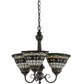 Meyda Lighting Tiffany Roman 20" 3-Light Mahogany Bronze Chandelier With Multi-Colored Shade Glass