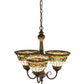 Meyda Lighting Tiffany Roman 20" 3-Light Mahogany Bronze Chandelier With Multi-Colored Shade Glass