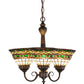 Meyda Lighting Tiffany Roman 20" 3-Light Mahogany Bronze Chandelier With Multi-Colored Shade Glass