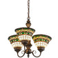 Meyda Lighting Tiffany Roman 20" 3-Light Mahogany Bronze Chandelier With Multi-Colored Shade Glass