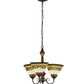 Meyda Lighting Tiffany Roman 20" 3-Light Mahogany Bronze Chandelier With Multi-Colored Shade Glass