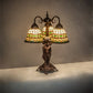 Meyda Lighting Tiffany Roman 23" 3-Light Mahogany Bronze Table Lamp With Multi-Colored Shade Glass
