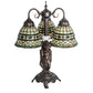 Meyda Lighting Tiffany Roman 23" 3-Light Mahogany Bronze Table Lamp With Multi-Colored Shade Glass