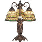 Meyda Lighting Tiffany Roman 23" 3-Light Mahogany Bronze Table Lamp With Multi-Colored Shade Glass