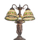 Meyda Lighting Tiffany Roman 23" 3-Light Mahogany Bronze Table Lamp With Multi-Colored Shade Glass
