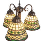Meyda Lighting Tiffany Roman 23" 3-Light Mahogany Bronze Table Lamp With Multi-Colored Shade Glass