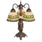 Meyda Lighting Tiffany Roman 23" 3-Light Mahogany Bronze Table Lamp With Multi-Colored Shade Glass