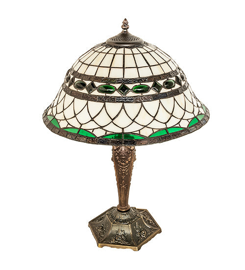 Meyda Lighting Tiffany Roman 23" Antique Brass Table Lamp With Multi-Colored Shade Glass