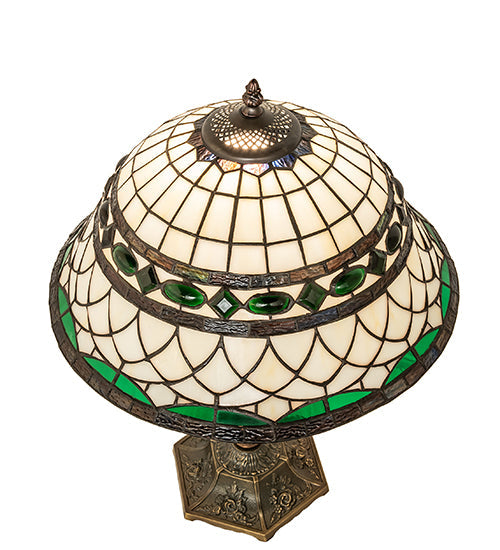 Meyda Lighting Tiffany Roman 23" Antique Brass Table Lamp With Multi-Colored Shade Glass