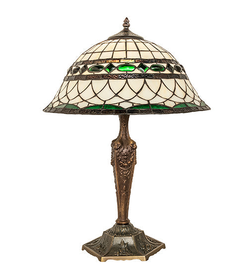 Meyda Lighting Tiffany Roman 23" Antique Brass Table Lamp With Multi-Colored Shade Glass