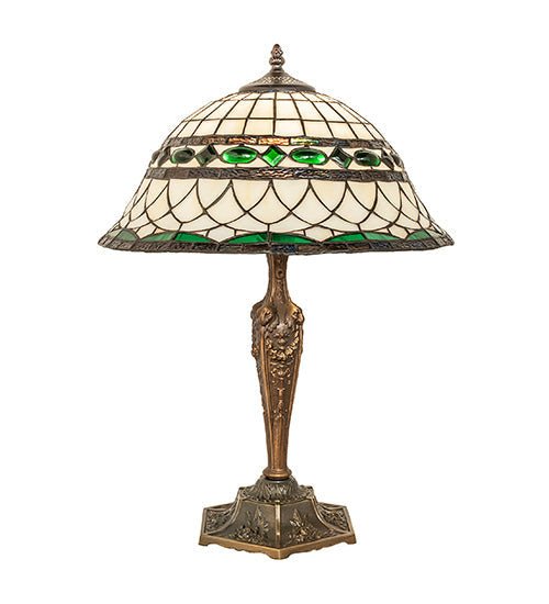 Meyda Lighting Tiffany Roman 23" Antique Brass Table Lamp With Multi-Colored Shade Glass