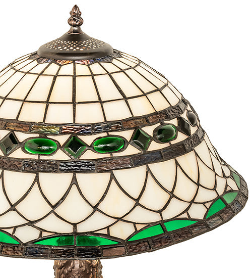 Meyda Lighting Tiffany Roman 23" Antique Brass Table Lamp With Multi-Colored Shade Glass