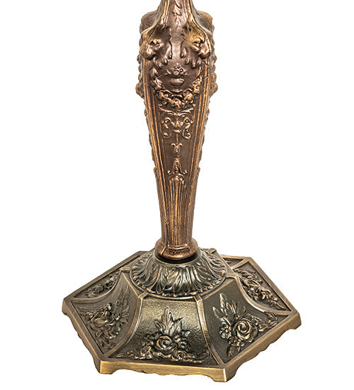 Meyda Lighting Tiffany Roman 23" Antique Brass Table Lamp With Multi-Colored Shade Glass