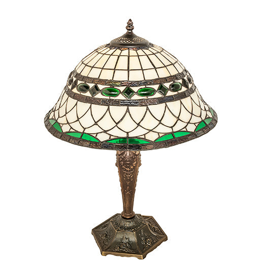 Meyda Lighting Tiffany Roman 23" Antique Brass Table Lamp With Multi-Colored Shade Glass