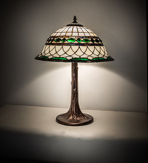 Meyda Lighting Tiffany Roman 23" Mahogany Bronze Table Lamp With Multi-Colored Shade Glass
