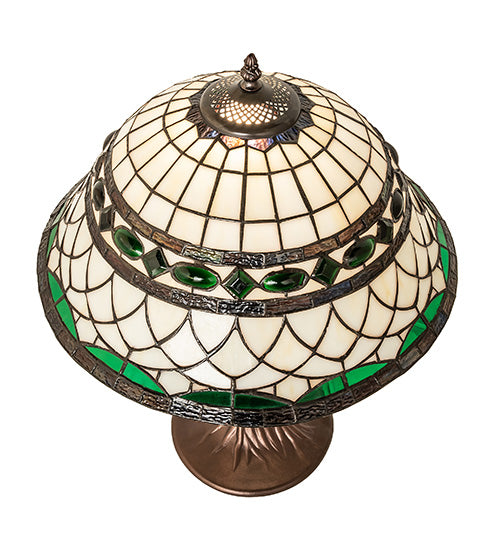 Meyda Lighting Tiffany Roman 23" Mahogany Bronze Table Lamp With Multi-Colored Shade Glass