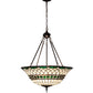 Meyda Lighting Tiffany Roman 24" 3-Light Mahogany Bronze Inverted Pendant Light With Green and Beige Shade Glass