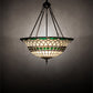 Meyda Lighting Tiffany Roman 24" 3-Light Mahogany Bronze Inverted Pendant Light With Green and Beige Shade Glass