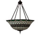 Meyda Lighting Tiffany Roman 24" 3-Light Mahogany Bronze Inverted Pendant Light With Green and Beige Shade Glass