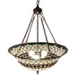 Meyda Lighting Tiffany Roman 24" 3-Light Mahogany Bronze Inverted Pendant Light With Green and Beige Shade Glass