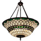 Meyda Lighting Tiffany Roman 24" 3-Light Mahogany Bronze Inverted Pendant Light With Green and Beige Shade Glass