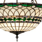 Meyda Lighting Tiffany Roman 24" 3-Light Mahogany Bronze Inverted Pendant Light With Green and Beige Shade Glass