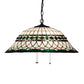 Meyda Lighting Tiffany Roman 24" 3-Light Mahogany Bronze Pendant Light With Green & Beige Stained Shade Glass