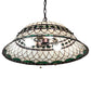 Meyda Lighting Tiffany Roman 24" 3-Light Mahogany Bronze Pendant Light With Green & Beige Stained Shade Glass