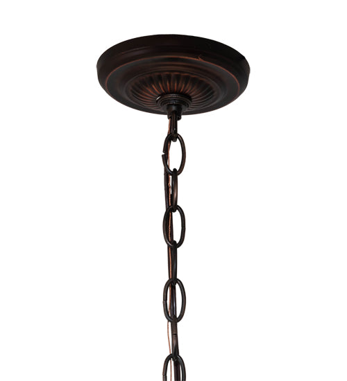 Meyda Lighting Tiffany Roman 24" 3-Light Mahogany Bronze Pendant Light With Green & Beige Stained Shade Glass