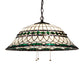 Meyda Lighting Tiffany Roman 24" 3-Light Mahogany Bronze Pendant Light With Green & Beige Stained Shade Glass