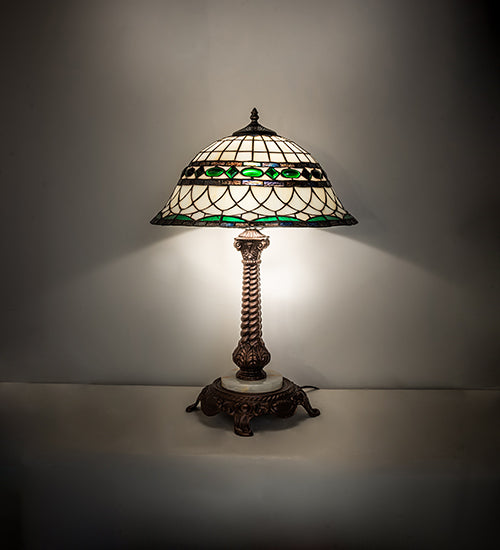 Meyda Lighting Tiffany Roman 253640 23" Mahogany Bronze Table Lamp With Multi-Colored Shade Glass