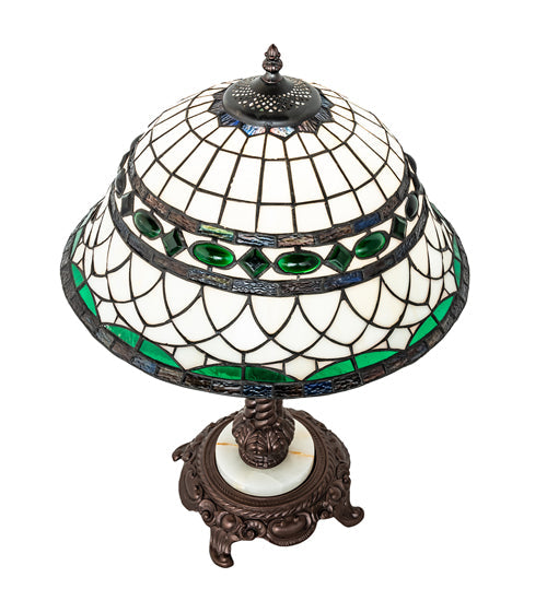 Meyda Lighting Tiffany Roman 253640 23" Mahogany Bronze Table Lamp With Multi-Colored Shade Glass