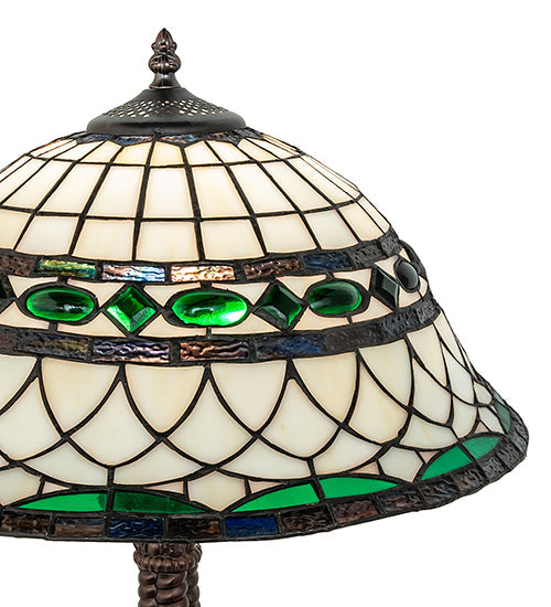 Meyda Lighting Tiffany Roman 253640 23" Mahogany Bronze Table Lamp With Multi-Colored Shade Glass