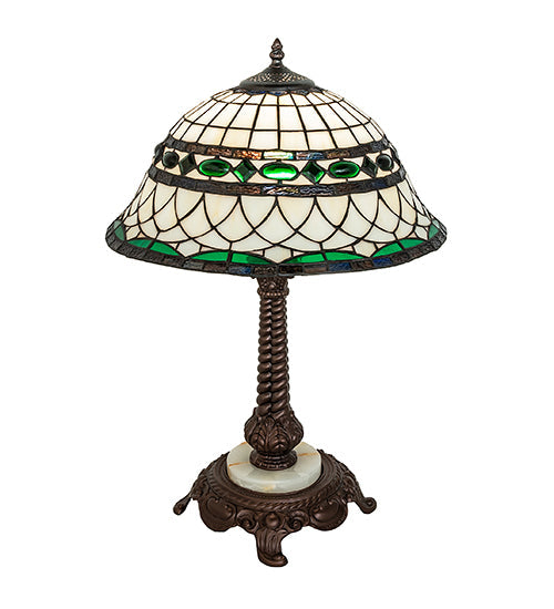 Meyda Lighting Tiffany Roman 253640 23" Mahogany Bronze Table Lamp With Multi-Colored Shade Glass