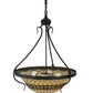 Meyda Lighting Tiffany Roman 27" 4-Light Costello Black Inverted Pendant Light With Multi-Colored Granite Shade Glass