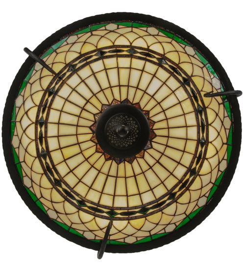 Meyda Lighting Tiffany Roman 27" 4-Light Costello Black Inverted Pendant Light With Multi-Colored Granite Shade Glass