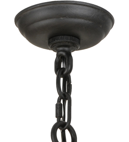 Meyda Lighting Tiffany Roman 27" 4-Light Costello Black Inverted Pendant Light With Multi-Colored Granite Shade Glass
