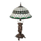 Meyda Lighting Tiffany Roman 28" 2-Light Mahogany Bronze Table Lamp With Multi-Colored Shade Glass