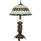 Meyda Lighting Tiffany Roman 28" 2-Light Mahogany Bronze Table Lamp With Multi-Colored Shade Glass