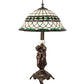 Meyda Lighting Tiffany Roman 28" 2-Light Mahogany Bronze Table Lamp With Multi-Colored Shade Glass
