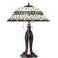 Meyda Lighting Tiffany Roman 30" 3-Light Mahogany Bronze Table Lamp With Multi-Colored Shade Glass