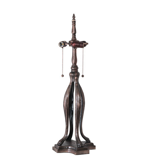 Meyda Lighting Tiffany Roman 30" 3-Light Mahogany Bronze Table Lamp With Multi-Colored Shade Glass