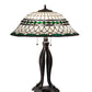 Meyda Lighting Tiffany Roman 30" 3-Light Mahogany Bronze Table Lamp With Multi-Colored Shade Glass
