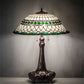 Meyda Lighting Tiffany Roman 31" 3-Light Mahogany Bronze Table Lamp With Green & Beige Stained Shade Glass