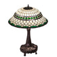Meyda Lighting Tiffany Roman 31" 3-Light Mahogany Bronze Table Lamp With Green & Beige Stained Shade Glass