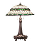 Meyda Lighting Tiffany Roman 31" 3-Light Mahogany Bronze Table Lamp With Green & Beige Stained Shade Glass